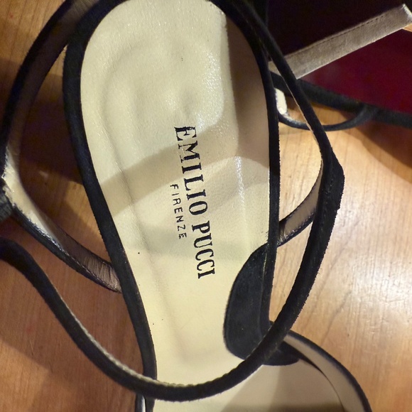 Emilio Pucci Italian Suede Colorblock Block Heel Slingbacks Size 39 - Picture 8 of 9